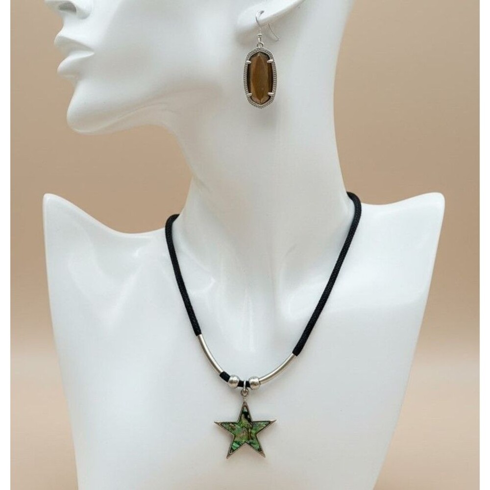 Kendra Scott Abalone Shell Earrings Vintage Star Shell Pendant Necklace Set Lot